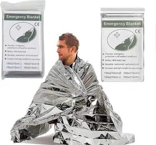 Guo's hyekbe Manta de rescate Mylar de primeros auxilios, mantas de emergencia para equipos y equipos de supervivencia, diseñada para exteriores,
