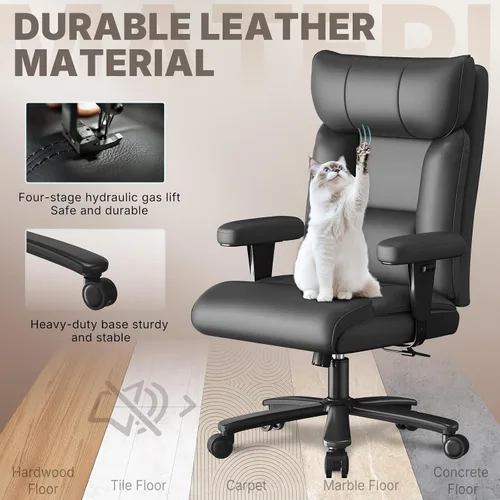 Miniatura 6 de Silla de oficina, silla ergonómica de oficina grande y alta de 750 libras, silla de juegos de cuero con respaldo alto, silla ejecutiva ancha