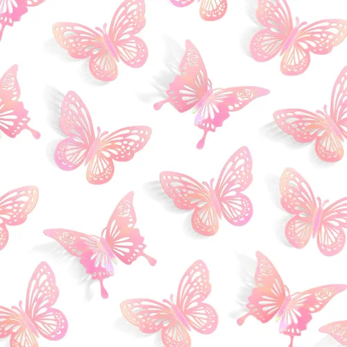 Miniatura 13 de Decoraciones de Mariposas Negras de Halloween para Pared, 48 Piezas 2 Estilos 3 Tamaños Pegatinas de Mariposas para Decoración Superior de Pasteles
