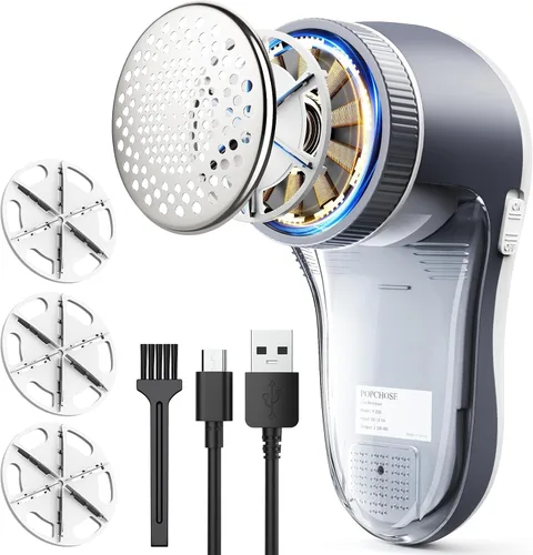 POPCHOSE - Rasuradora de tela eléctrica, eliminador de pelusa para ropa con cuchillas de 6 hojas, rasuradoras de suéter para quitar pelusas, para