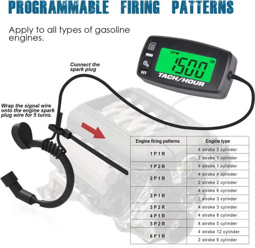 Miniatura 6 de Runleader Medidor digital de mantenimiento tac/hora,Reemplazo de batería para motor de gas pequeño,Utilizado en montar, césped, tractor, generador
