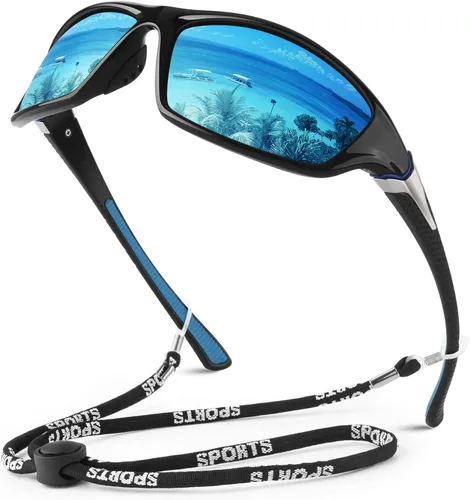 WEAROYO - Gafas de sol polarizadas deportivas para hombres y mujeres, gafas de pesca y conducción rectangulares, protección UV400 C Negro Azul