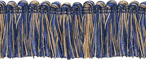 Miniatura 6 de DÉCOPRO Colección Imperial de 1 1/2" (3.5cm) Borde de flecos # 0150IB, rosa de verano #3549 (rosa claro, marfil blanco, verde azul) paquete de 5