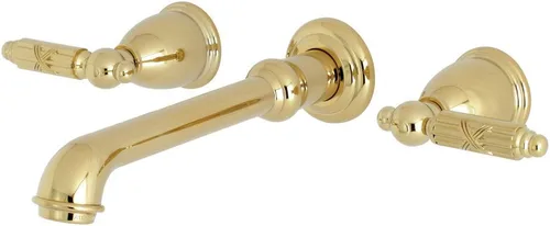 Kingston Brass KS7122GL Grifo de baño de montaje en pared central de 8 pulgadas, latón pulido