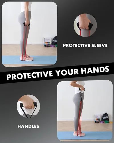 Miniatura 7 de Bandas de resistencia de Equipro, bandas de ejercicio, bandas de resistencia para entrenar con asas y anclaje de puerta, bandas de entrenamiento