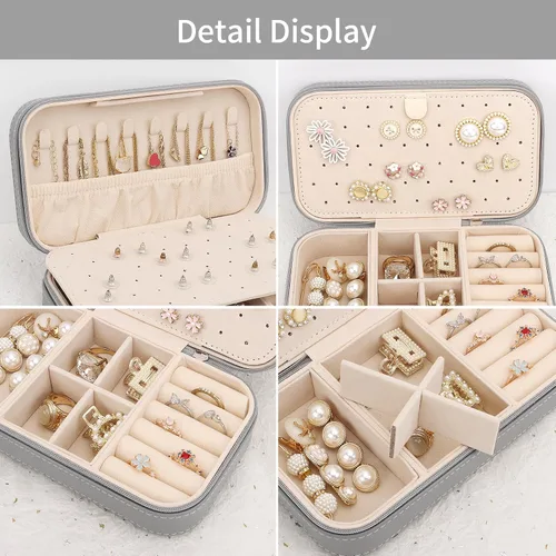 Miniatura 3 de DesignSter Joyero de viaje, estuche de joyería portátil de piel sintética, pequeñas cajas de joyería para regalos, organizador de joyas de viaje