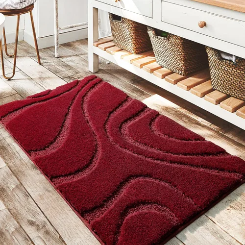 Miniatura 8 de DEXDE Alfombras de baño de 24 x 60 pulgadas, ultra suaves y absorbentes de agua, antideslizantes, de secado rápido, lavables a máquina, tapetes Negro