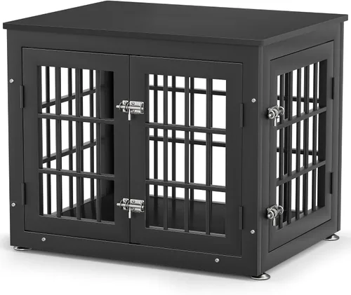 rehomerance Mueble de jaula de perro resistente de 26 pulgadas para perros pequeños, mesa auxiliar decorativa para casa de mascotas, muebles de Negro