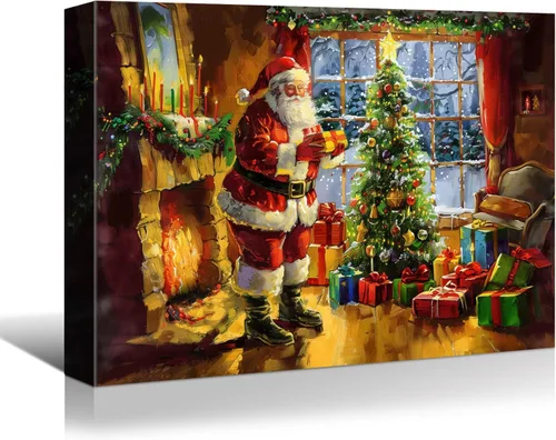 Miniatura 28 de Denozer - Arte de pared de muñeco de nieve de Navidad, impresiones artísticas sobre lienzo para dormitorio, sala de estar, decoración de pared