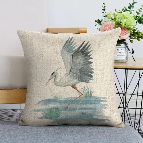 Miniatura 8 de Fundas de Almohada de Lino con Estampado de Bailarinas Azules en Costa 18x18 para Sofá, Almohada Decorativa para Sofá, Exterior
