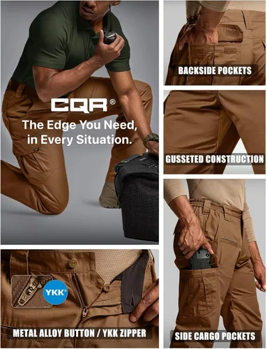 Miniatura 4 de CQR Pantalones tácticos para hombre, resistentes al agua, pantalones cargo Ripstop, ligeros EDC trabajo, senderismo, ropa para exteriores
