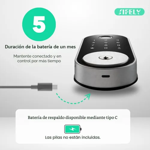 Miniatura 7 de Cerradura inteligente incorporada con huella dactilar y WiFi con teclado – Cerradura sin llave para el hogar, Airbnb, alquiler, niños/mayores