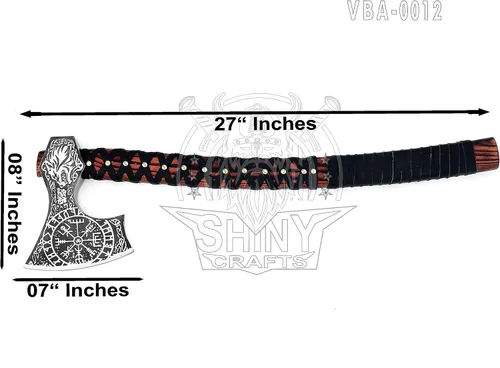 Miniatura 4 de SHINY CRAFTS® Hacha vikinga hecha a mano – Hoja nórdica grabada con mango de madera, regalo único para hombres, coleccionistas, cosplay y decoración