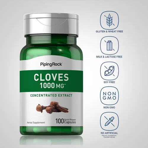 Miniatura 3 de Piping Rock Cápsulas de clavo 100 píldoras Extracto concentrado Suplemento de hierbas Sin OMG y sin gluten