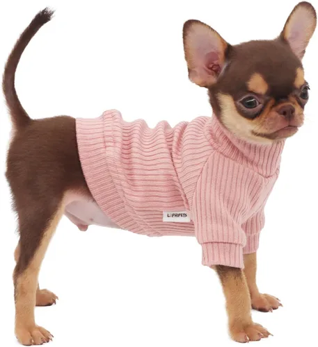 Miniatura 11 de LOPHIPETS Suéteres de cuello alto para perros pequeños, ropa para cachorros Chihuahua, rosa claro brillante, M