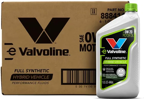 Valvoline Aceite de motor híbrido para vehículo completamente sintético SAE 0W-20 de 1 cuarto de galón, caja de 6