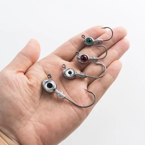 Miniatura 7 de Dr.Fish Paquete de 10 Señuelos con Ojos de Pesca Ojos 3D Cabezas de Trucha Anzuelo para Lubina Señuelo Nadador de Agua Salada Cabezas de Jig de Agua