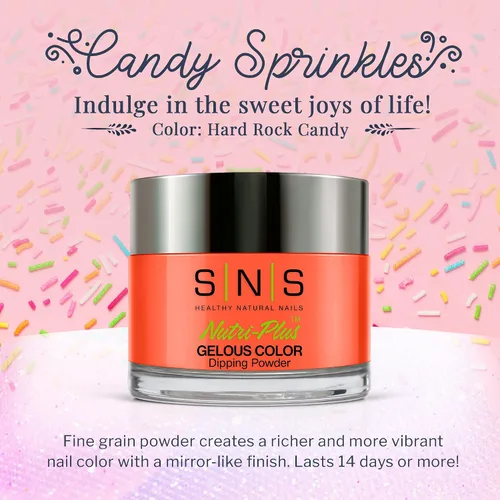 Miniatura 2 de SNS - Polvo de inmersión de uñas, polvo de inmersión de color, caramelo Hard Rock (naranja), CS051, color de uñas de larga duración dura 14 días