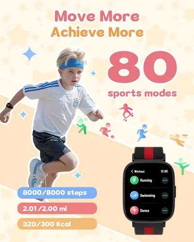 Miniatura 2 de Reloj inteligente para niños sin necesidad de teléfono ni aplicación, reloj de seguimiento de actividad física de 1.83" con podómetro, contador