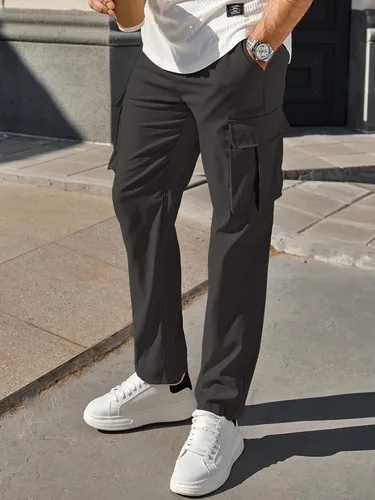 Miniatura 3 de Pantalones cargo casuales para hombre, pantalones de senderismo con cordón, pantalones de entrenamiento tácticos para hombre