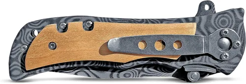 Miniatura 4 de Cuchillo de bolsillo plegable con estilo - Cuchillo de campamento para papá con mango de madera, hoja de acero inoxidable de 3.5 pulgadas 339_09