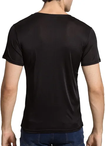 Miniatura 3 de Grenasasilk Camisetas de seda de morera para hombre, de manga corta, de seda pura, transpirable, con cuello en V