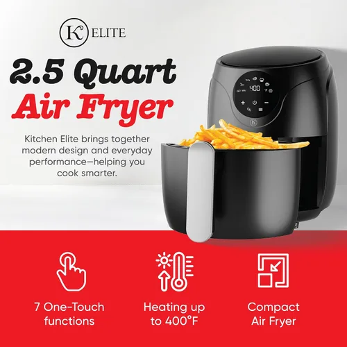 Miniatura 2 de Kitchen Elite - Freidora de aire compacta de 2.5 cuartos de galón, pequeña estufa de mostrador sin aceite con cesta antiadherente libre de PFAS