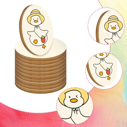 Miniatura 3 de 100 piezas de círculos de madera sin terminar - disco redondo de 1 pulgada en blanco, adornos de madera natural cortados para decoración