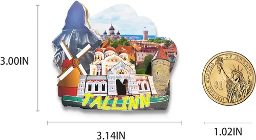 Miniatura 3 de Estonia Tallin imán de nevera de madera 3D hitos de viaje coleccionables recuerdos decoración hecha a mano - 2
