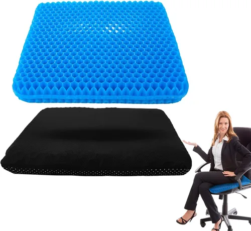Cojín de gel para sentarse durante mucho tiempo, cojín para silla de oficina extra grande y grueso con diseño de panal para aliviar el dolor de