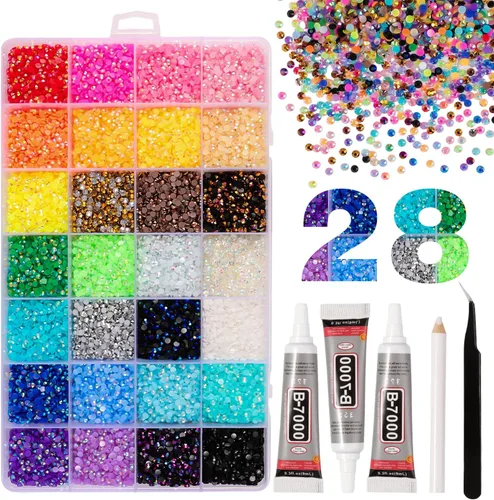 Miniatura 23 de 15000 diamantes de imitación con parte trasera plana para manualidades, cristales de colores mixtos de 0.118 pulgadas, gemas de resina con purpurina
