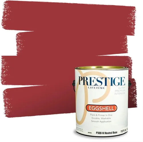 Miniatura 109 de Prestige Paints E100-T-SW6591 Pintura exterior e imprimación en uno, 1 galón, plano, combinación comparable de Sherwin Williams Amaryllis, 1 galón