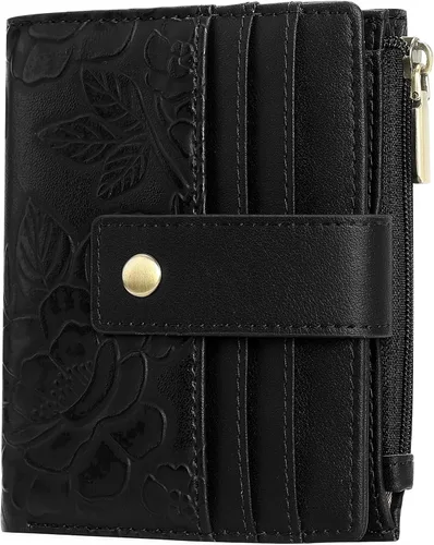 Miniatura 6 de SENDEFN Billeteras pequeñas para mujer, con bloqueo RFID, de cuero, plegable, para tarjetas de crédito, bolsillo con cremallera y ventana