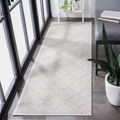 Miniatura 18 de Safavieh Amherst Collection AMT422B - Alfombra para interiores y exteriores, color gris claro y beige Azul marino/beige