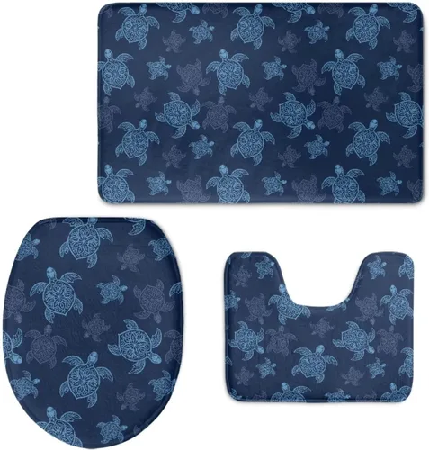 Miniatura 15 de HUGS IDEA Alfombra de baño con estampado de bandera estadounidense con alfombrilla de contorno y cubierta para tapa de inodoro, juego completo de 3