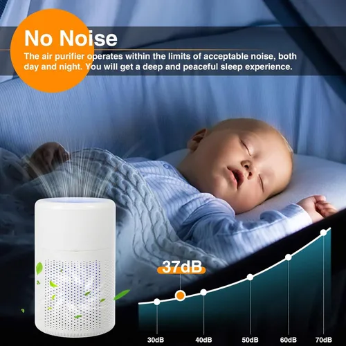 Miniatura 4 de Purificador de aire pequeño para dormitorio y hogar: mini purificador de aire de escritorio personal - Filtra olores de pelo de caspa de humo