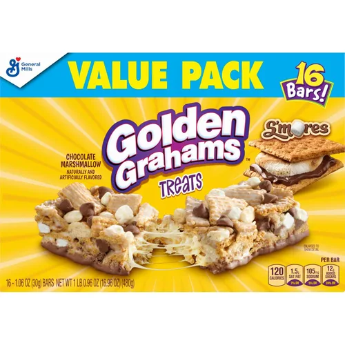 Miniatura 3 de Golden Grahams Barritas de cereales, S'mores, barras de aperitivos, paquete económico, 16 unidades, 16.96 onzas (paquete de 4)
