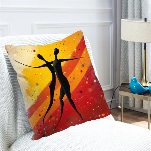 Miniatura 4 de Fundas de almohada de lino y algodón para parejas africanas, estilo vintage, abstracto, negro, amarillo, rojo, fundas de almohada para sofá, cama