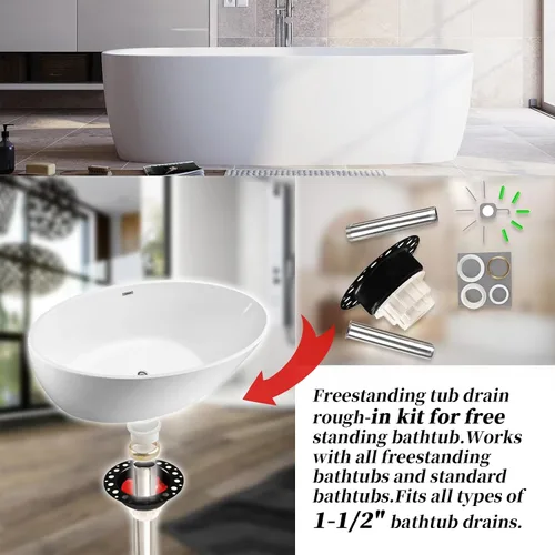 Miniatura 2 de ITD35 Kit de drenaje de bañera independiente compatible con bañeras independientes y bañeras estándar. Se adapta a todos los tipos de desagües