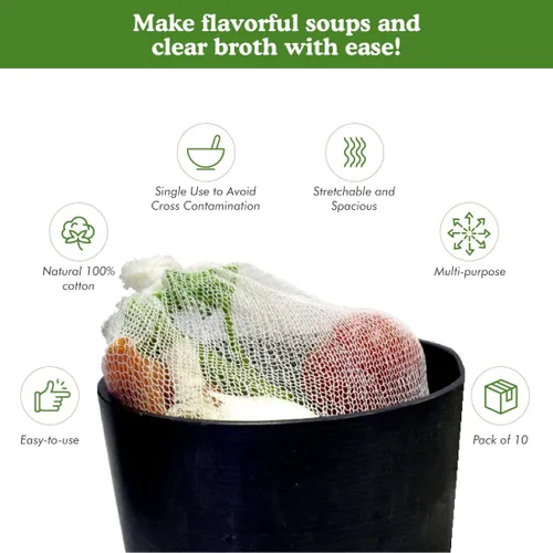Miniatura 3 de Regency Wraps Calcetines de sopa, paquete de 3 unidades de 24 pulgadas, bolsas de malla 100% algodón; para caldos transparentes, deliciosas sopas