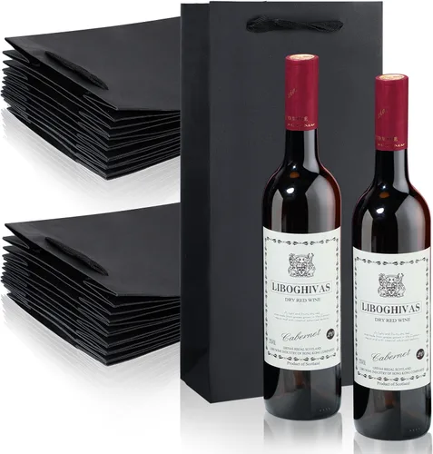 Yeaqee Paquete de 50 bolsas de vino para botellas dobles de vino, regalos de 6.6 x 3.6 x 13.8 pulgadas, bolsas para botellas de manualidades, bolsas