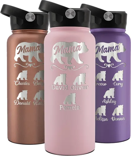 Miniatura 8 de Amazing Items Vaso personalizado de mamá oso, 20 o 30 onzas, 13 colores, nombres de hasta 5 cachorros, regalos para nueva mamá, vaso personalizado
