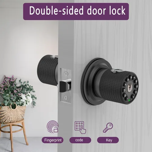 Miniatura 2 de BOTHSTAR Cerradura de perilla de puerta sin llave de doble cara con huellas dactilares y teclado, perilla inteligente con cilindros dobles