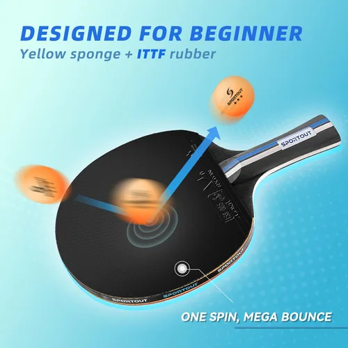 Miniatura 3 de Sportout Juegos de palas de ping pong, remo portátil de tenis de mesa con pelotas, estuche de almacenamiento de primera calidad, raqueta de tenis