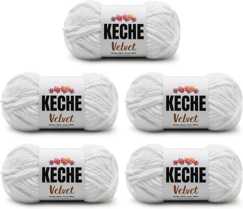 Miniatura 157 de Keche Hilo de terciopelo para ganchillo, manta de felpilla suave, voluminosa, hilo amigurumi, 3.53 oz (132 yardas), color azul bebé
