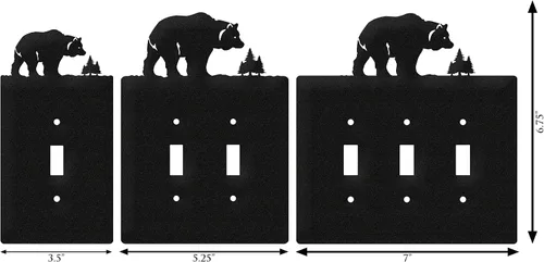 Miniatura 3 de SWEN Products Bear Wildlife - Placa de pared (interruptor simple, negro)