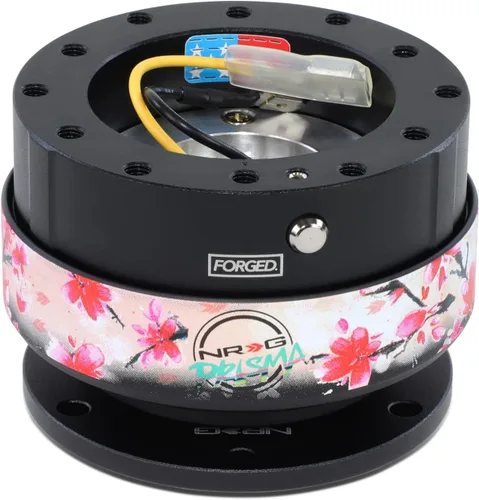 NRG Innovations Gen 2.0 Adaptador de liberación rápida para volante de 6 orificios con pernos de montaje, liberación rápida - cuerpo negro/anillo