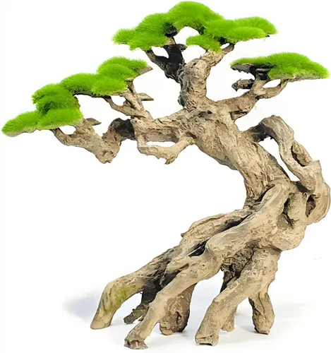 Miniatura 11 de Novelsite Decoración de Pecera - Árboles Bonsái con Musgo Artificial - Rocas de Acuario para Paisajismo Acuático - Hecho de Arenisca, Decoraciones