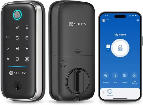 Miniatura 10 de GT5BK - Cerradura inteligente 4 en 1 sin llave con huella digital, aplicación, PIN y llave, grado ANSI 3, compatible con Alexa y SmartThings