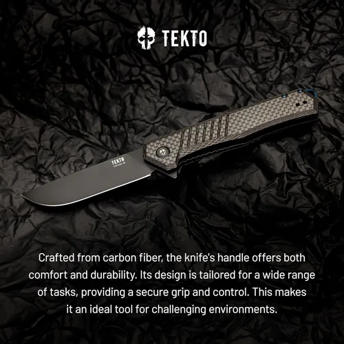 Miniatura 6 de TEKTO F1 Alpha - Cuchillo de bolsillo plegable, hoja trasera recta modificada, acero D2 recubierto de titanio, ideal para acampar y mochileros al